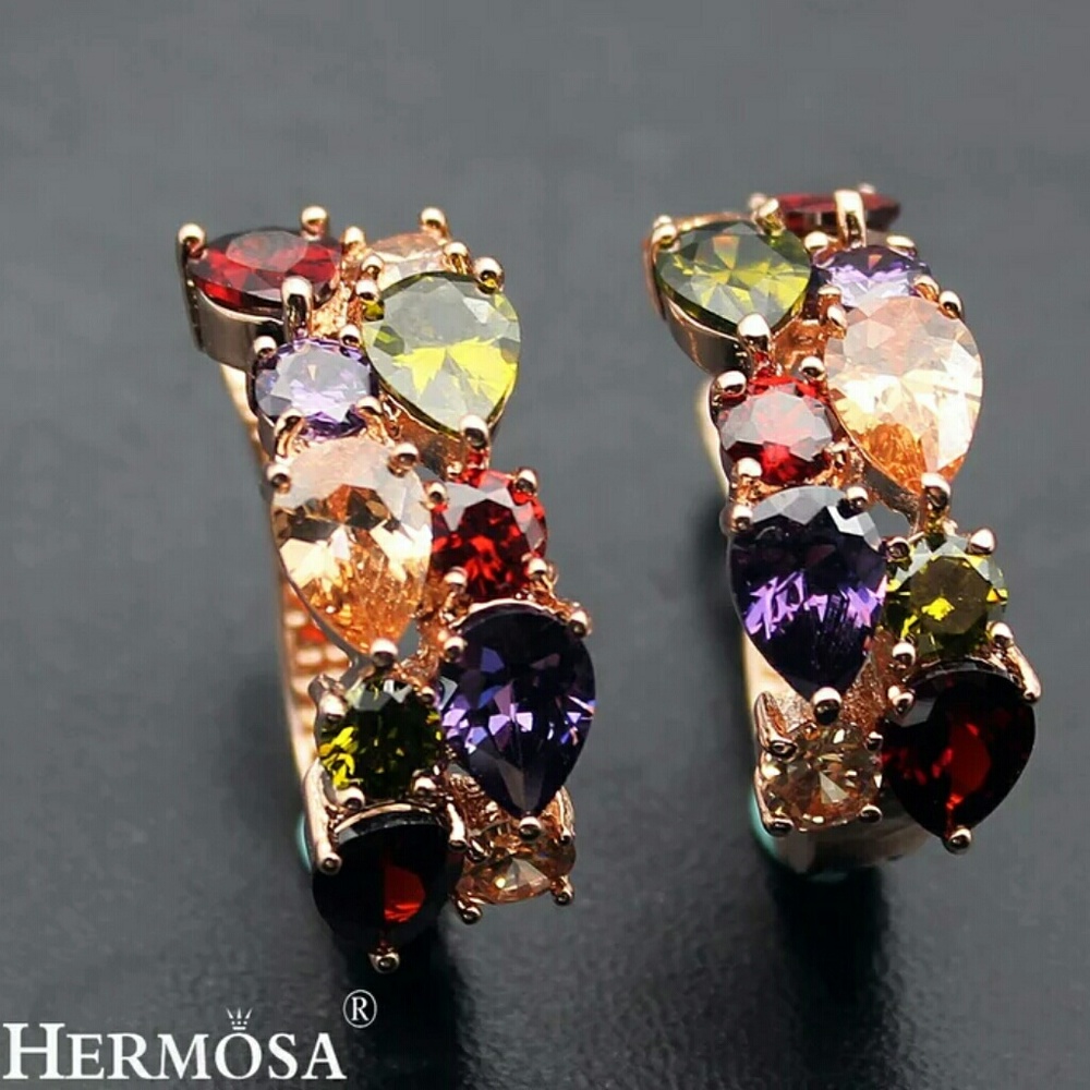 18K Rose Gold finished CZ Earrings